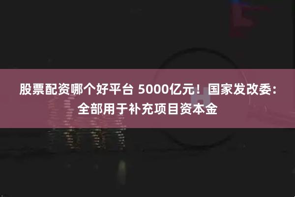 股票配资哪个好平台 5000亿元！国家发改委：全部用于补充项目资本金